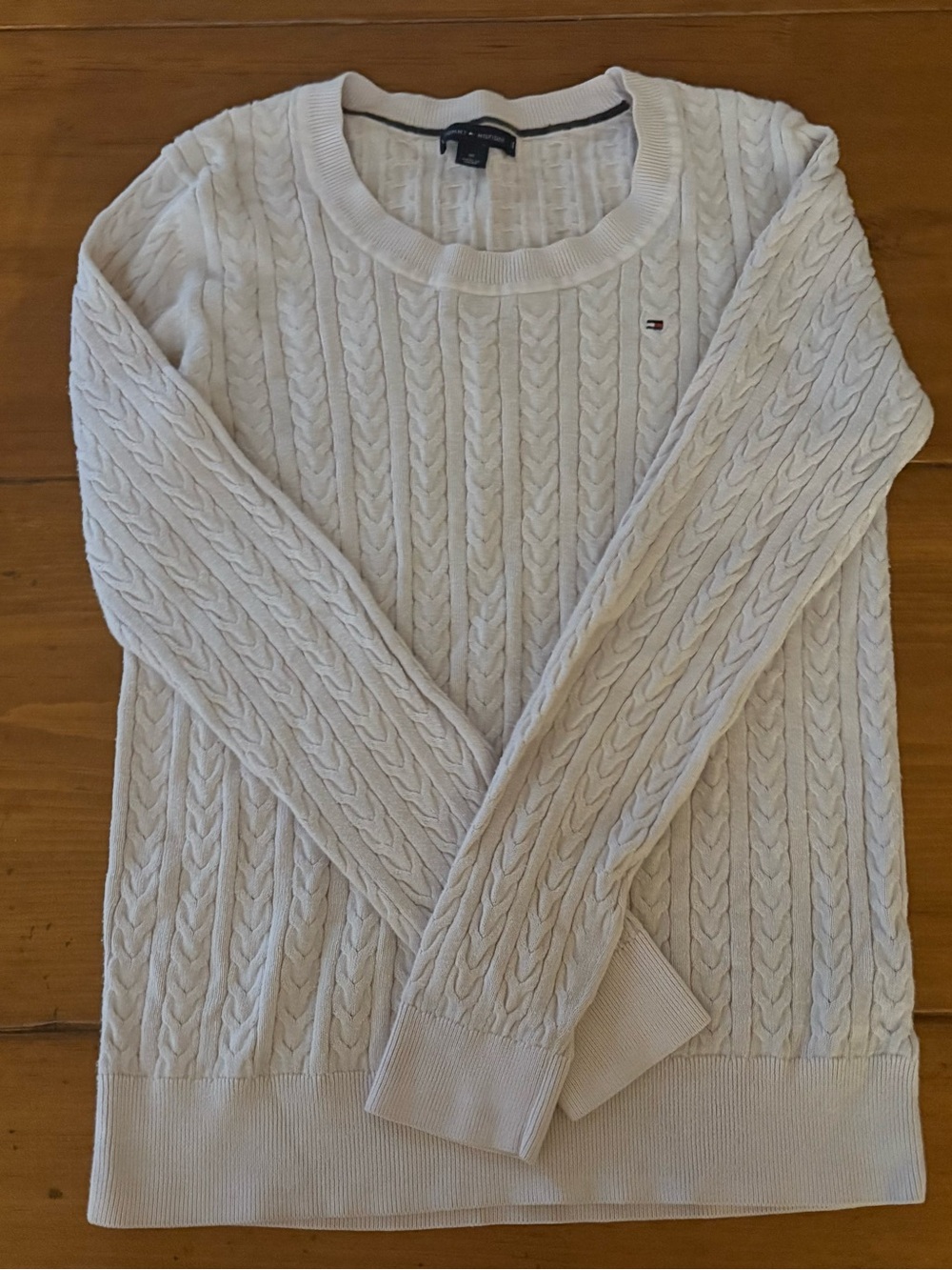 Y2k Tommy Hilfiger Cream Cable Knit Sweater